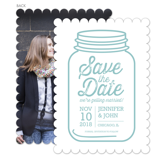 Lagoon Mason Jar Photo Save the Date Cards